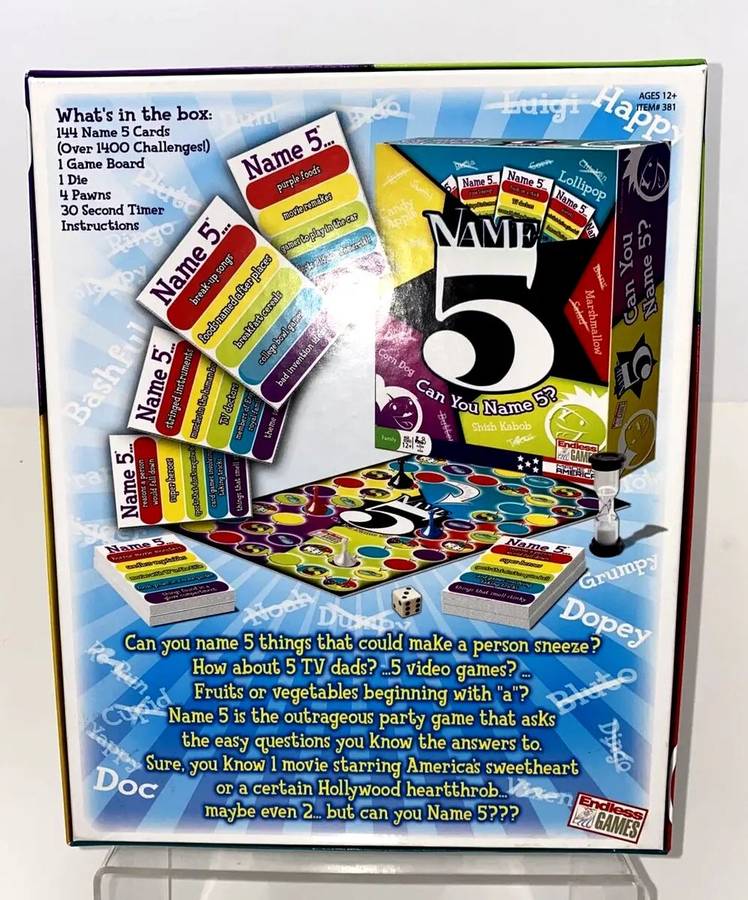 Endless Games Name 5 Board Game