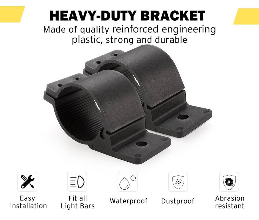 2 Light Bracket Clamp Kit - LED Car Work Fog Lamps Bull Bar Bracket