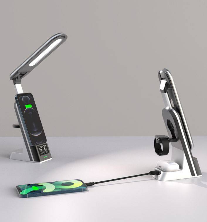 7 in 1 15W Wireless Fast Charger - Desk Lamp &amp; Alarm Clock - AB-S860