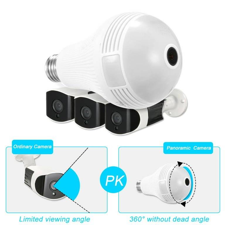 E27 WIFI 360 Bulb Camera - Mini Panoramic Fish Eye Camera - Night Vision, Support for Android/iOS...