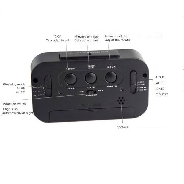 Electronic LED Alarm Clock with Temperature and Light Fashion Design