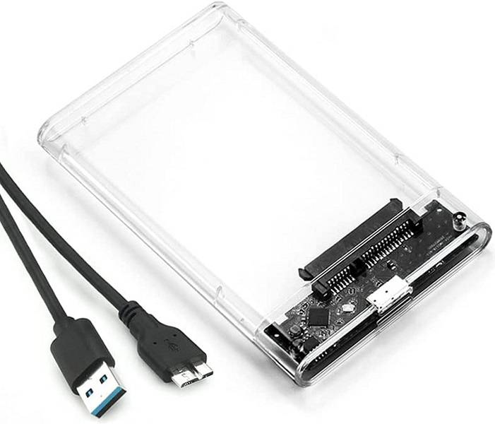 Sata USB 3.0 Hard Drive Enclosure, Clear Case 2.5