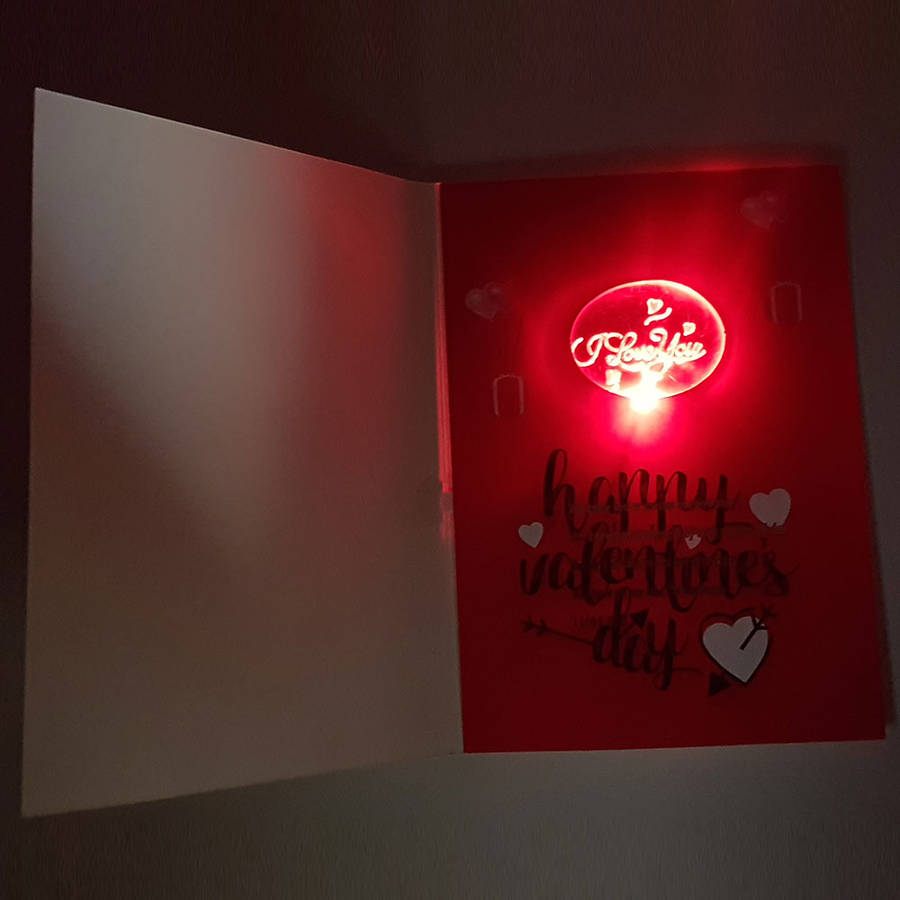 Happy Valentines Day Card- Triple Balloon - Musical Led Card
