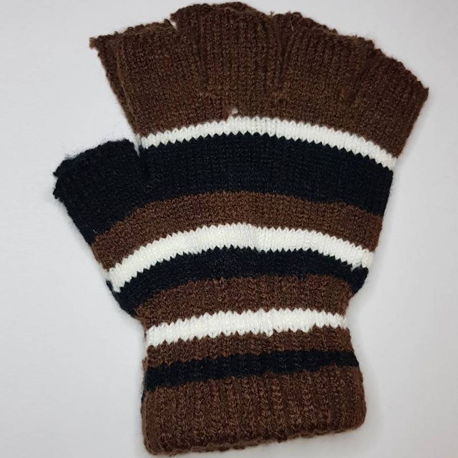 Fingerless Gloves - Brown Stripe