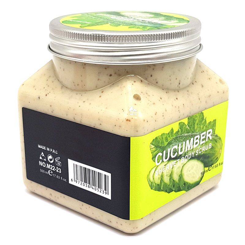 Bufftee Cucumber Body Scrub - Face Scrub - Skin scrub - Large 500ml Tub