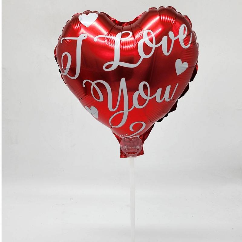 PurpleX Valentine's Day 9cm Heart Foil Balloon With Artificial Rose - Gift Set