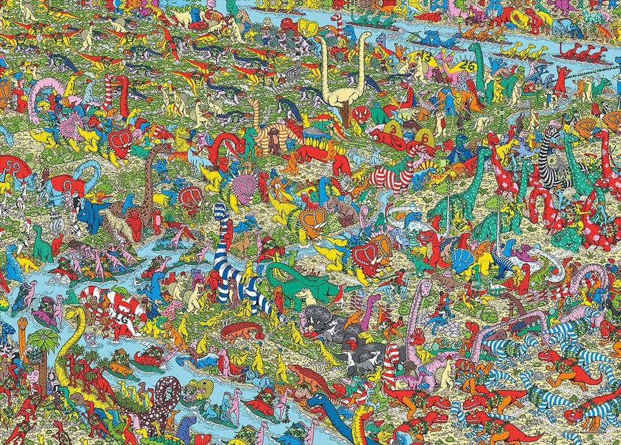 Where's Waldo?: Dinosaurs - 1000 Piece Puzzle (New) - Aquarius 1200G