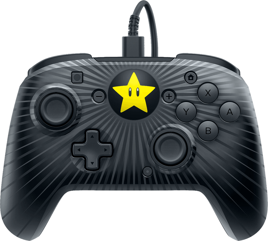 Faceoff Wired Pro Controller - Black Super Mario Super Star (NS / Switch)(New) - PDP - Performance