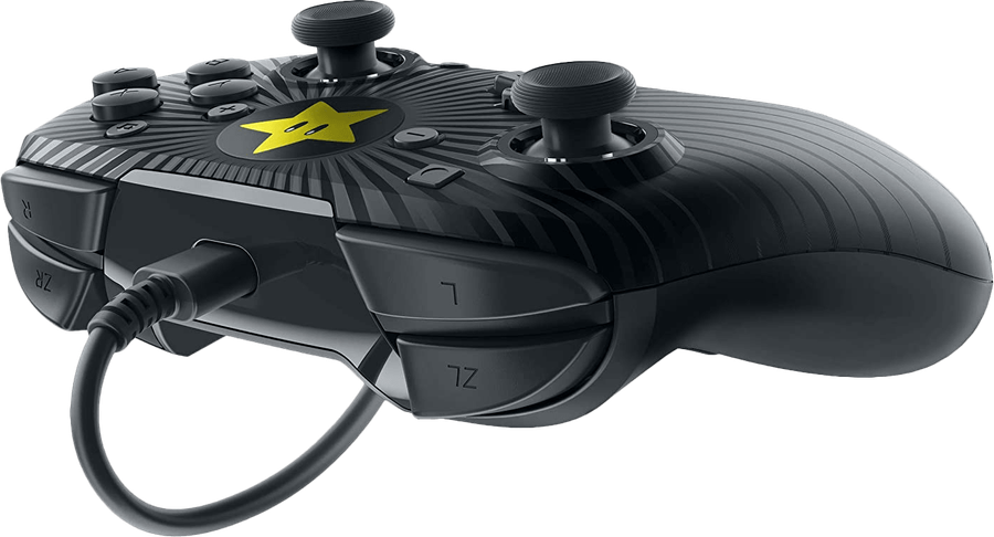 Faceoff Wired Pro Controller - Black Super Mario Super Star (NS / Switch)(New) - PDP - Performance