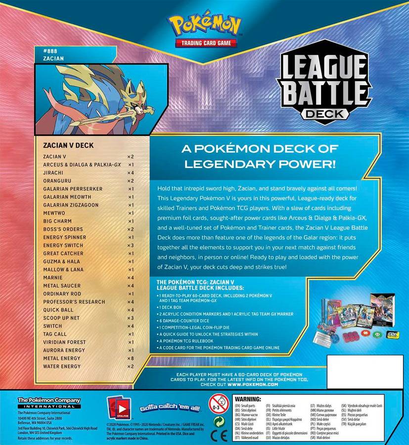Pokemon TCG: League Battle Deck - Zacian V (New) - The Pokmon Company 700G