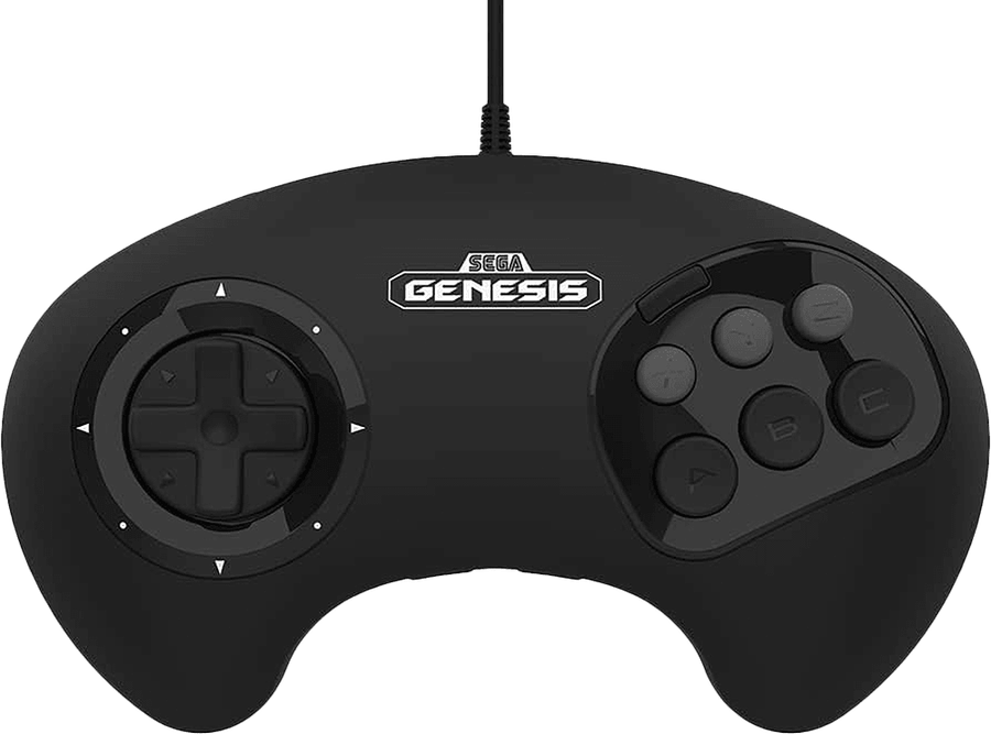 Retro-Bit SEGA Genesis Big6 Control Pad - Black (SMD)(New) - Retro-Bit 600G