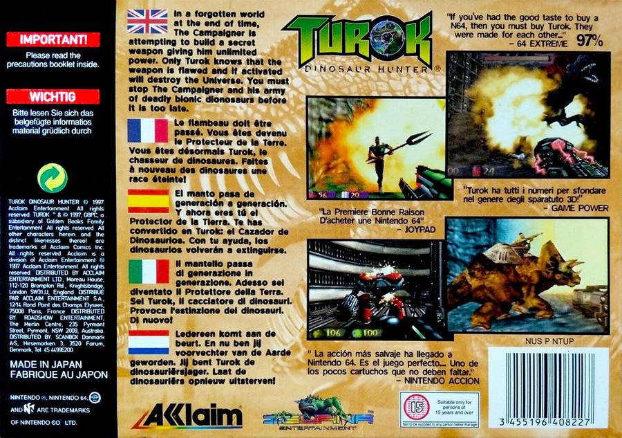 Turok: Dinosaur Hunter (Cart Only)(N64)(Pwned) - Acclaim 130G