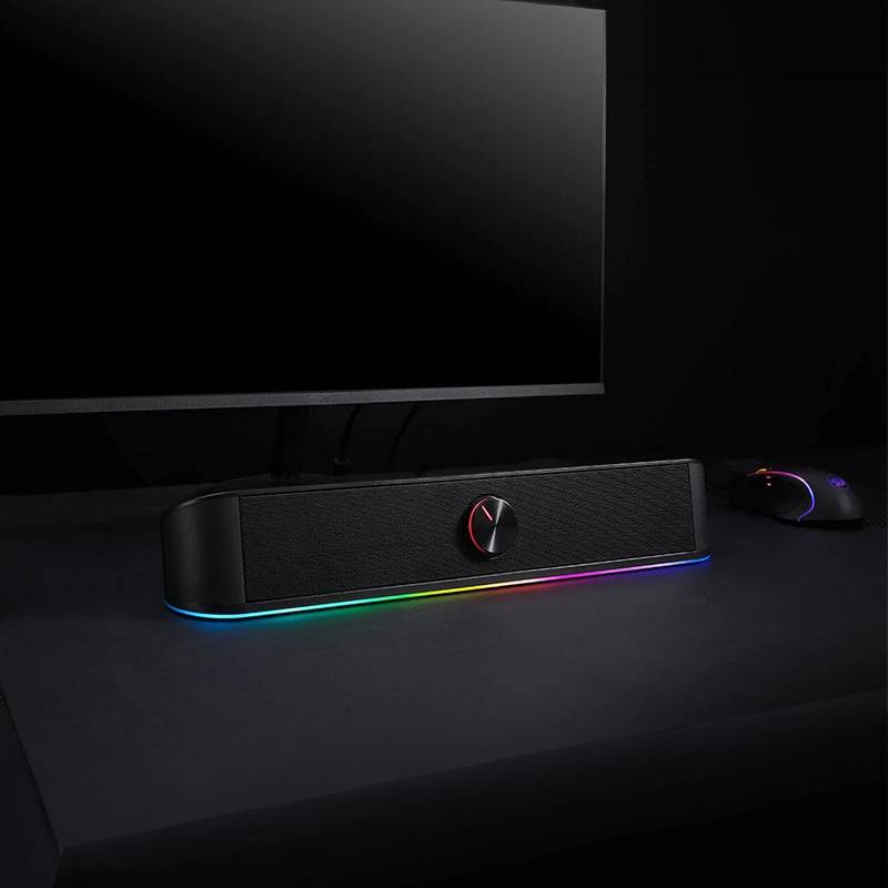 REDRAGON 2.0 Sound Bar ADIEMUS 2 x 3W RGB USB|Aux PC Gaming Speaker - Black