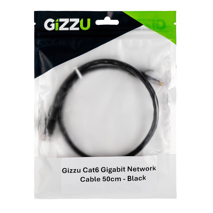 Gizzu Cat6 UTP Fly Lead Ethernet Network Cable 50cm &#x2013; Black