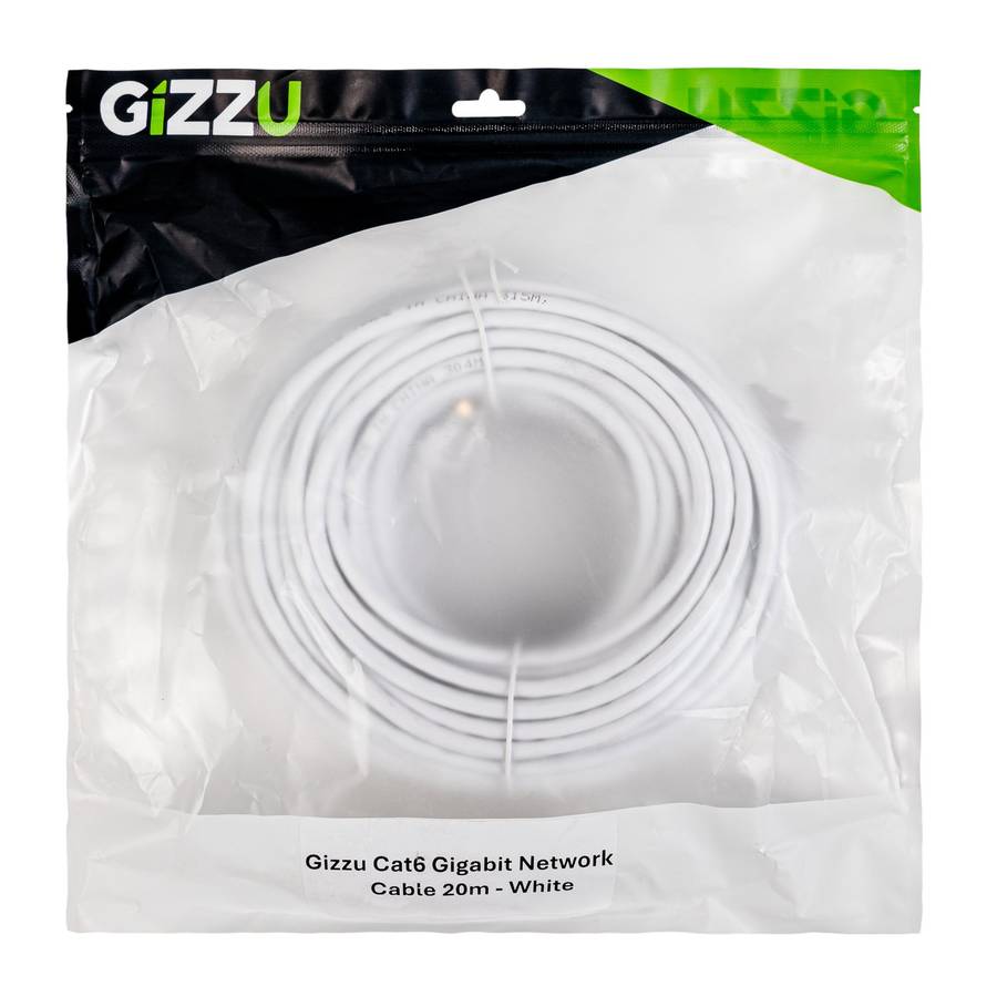Gizzu Cat6 UTP Fly Lead Ethernet Network Cable 20m &#x2013; White