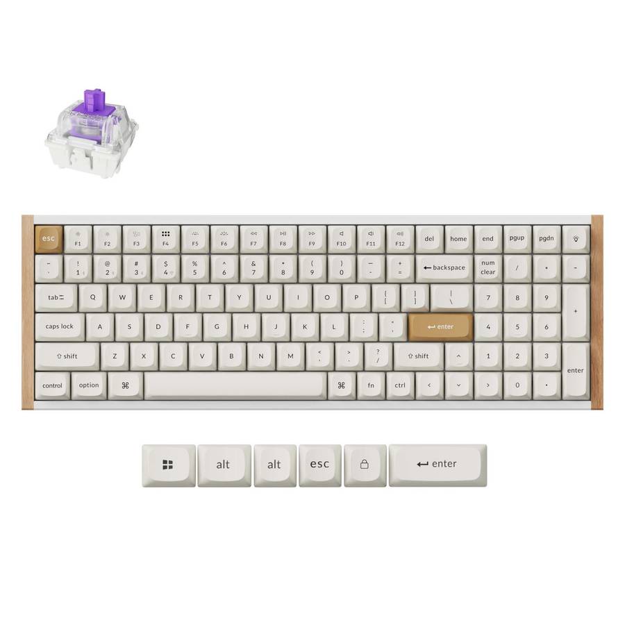 Keychron K4 HE 96% Magnetic Switch Hot-Swap RGB Wireless Keyboard &#x2013; White (Wood + Aluminium)