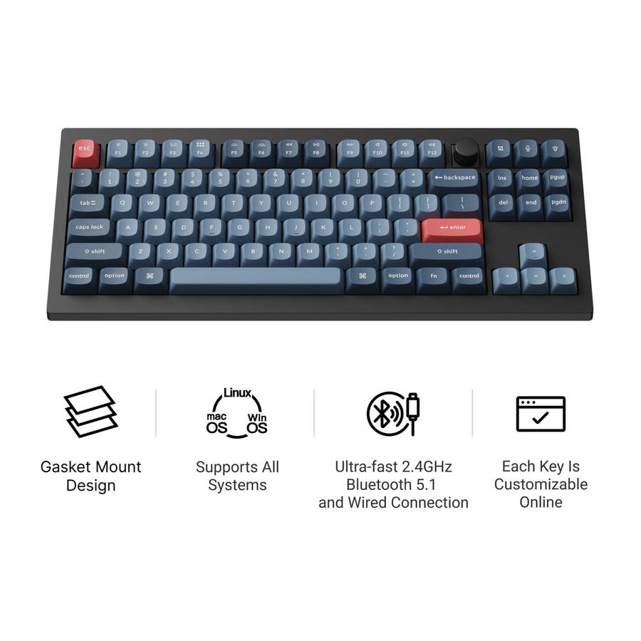 Keychron V3 Max QMK/VIA 80% Wireless Custom Mechanical Keyboard (Brown Switch) – Carbon Black