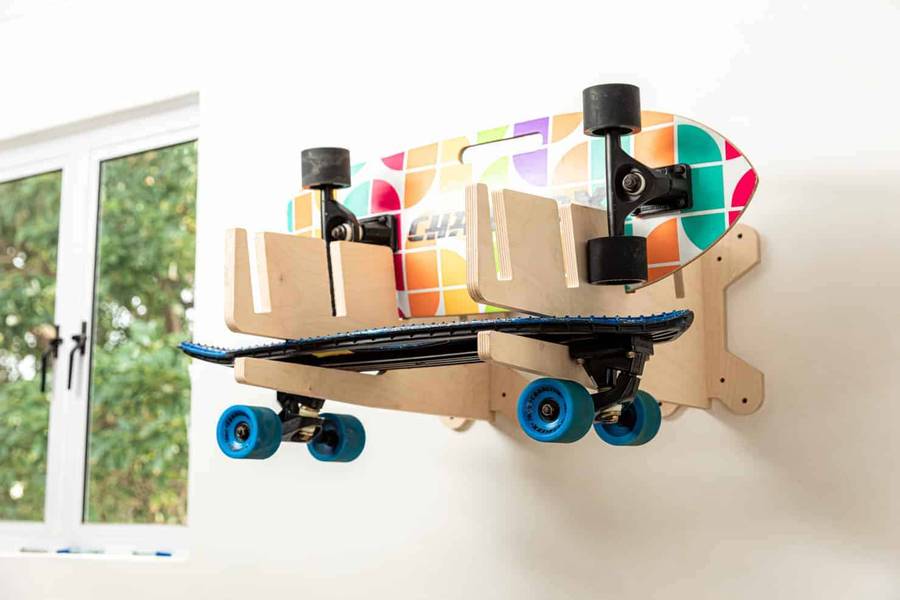 Skateboard Rack - Wall Mounted, Holds 5 Boards - HARRIE XL