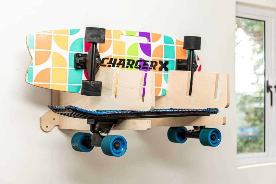 Skateboard Rack - Wall Mounted, Holds 5 Boards - HARRIE XL