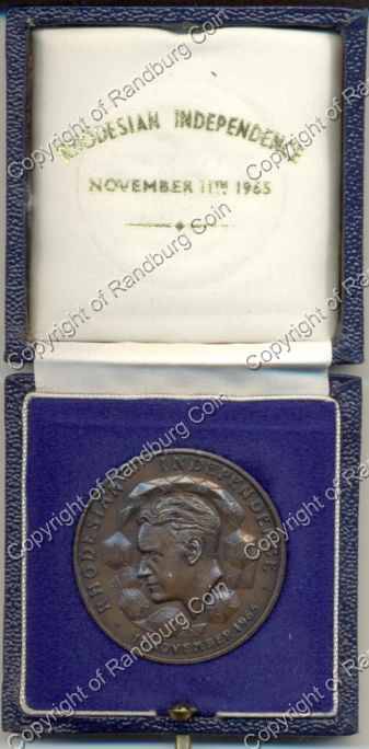 1965 Rhodesia Independence Bronze Medallion in Original Mint Box