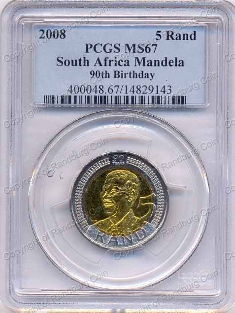 *#* 2008 Mandela 90th Birthday Uncirculated R5 PCGS Graded MS67 *#*