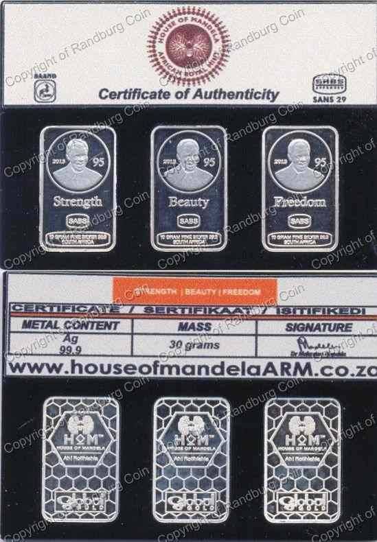 *#* 2013 House of Mandela Proof 30 gr of Silver Bars with toning *#*