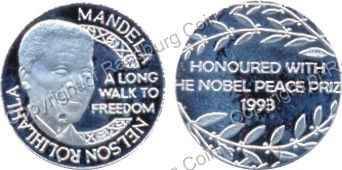 *#* Norway Mint Mandela Silver 3.4gr Medallion Nobel Peace Prize Winner *#*