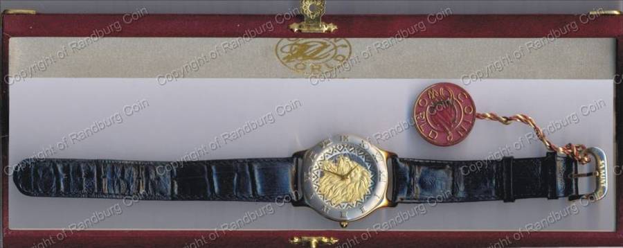 *#* Coin World Gold Plated Big Five (Lion) Gents Watch with Leather Strap *#*
