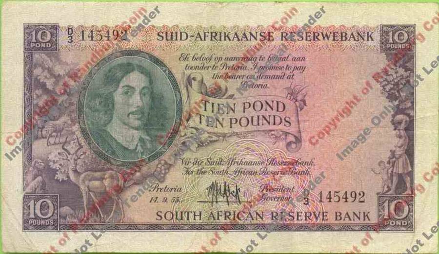 *#* MH DE KOCK - 3rd Issue - Ten Pound Afr/Eng VF *#*
