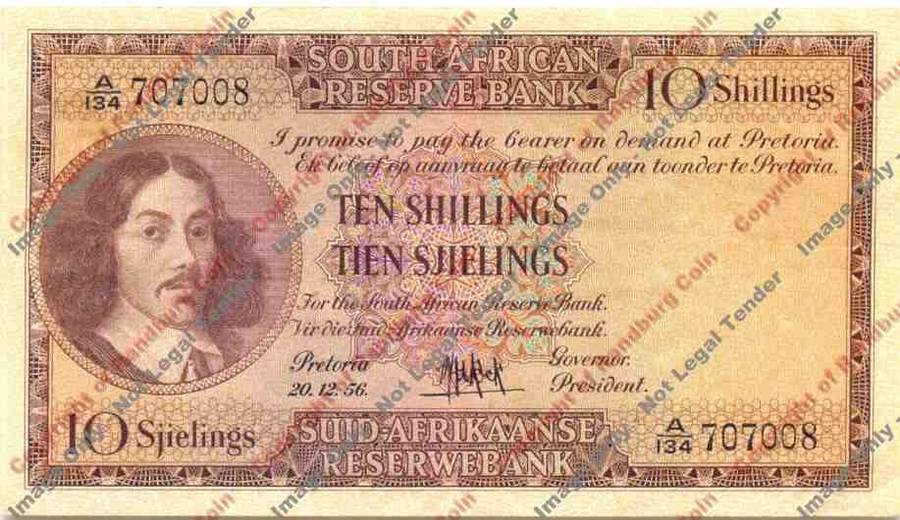*#* MH DE KOCK - 3rd Issue - Ten Shillings Eng/Afr - VF+ *#*