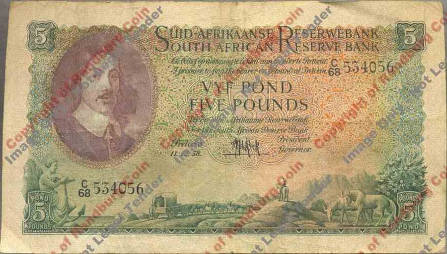 *#* MH DE KOCK - 3rd Issue - Five Pound Afr/Eng F+ *#*