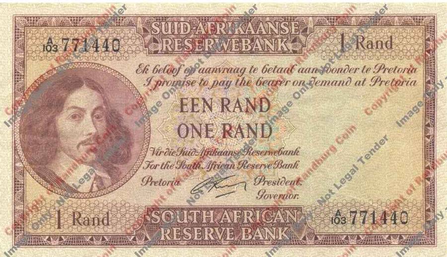 *#* G RISSIK - 1st Issue - 1 Rand Afr/Eng - VF - Mark on obverse *#*