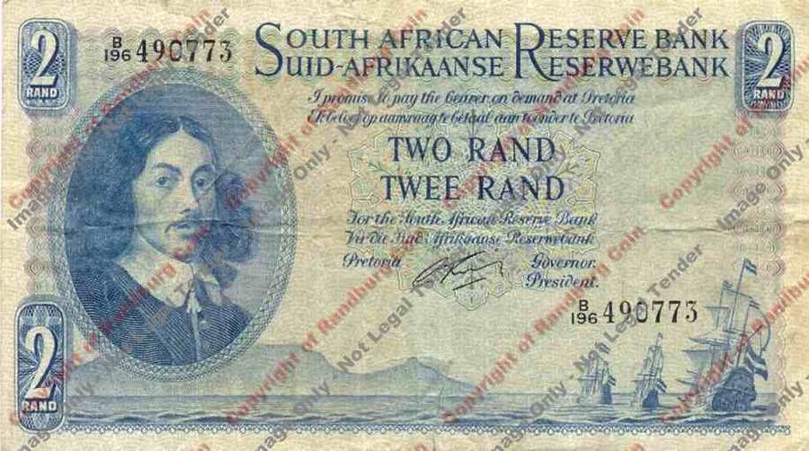 *#* G RISSIK - 1st Issue - 2 Rand Eng/Afr - VG - tear at 6 o'clock *#*