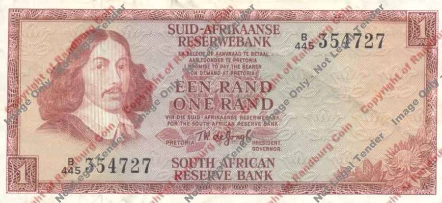*#* TW de JONGH - 3rd Issue - 1 Rand Afr/Eng - VF *#*