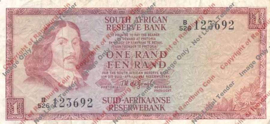 *#* TW de JONGH - 3rd Issue - 1 Rand Eng/Afr - F+ - Dirty *#*