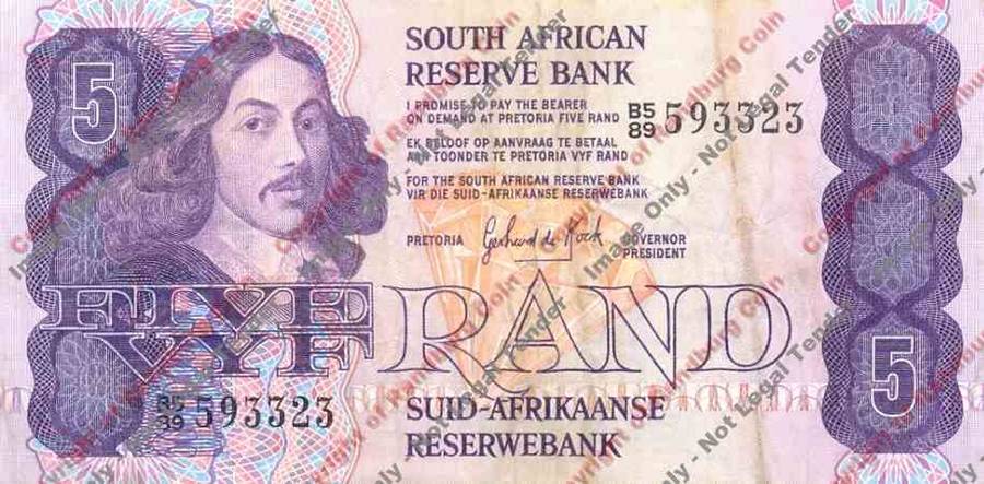 *#* GPC De Kock 3rd Issue - Five Rand 1984 Note VF - a bit dirty*#*