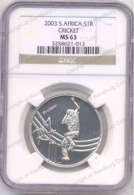 *#* 2003 SILVER WORLD CUP CRICKET R1 - NGC GRADED MS 63 *#*