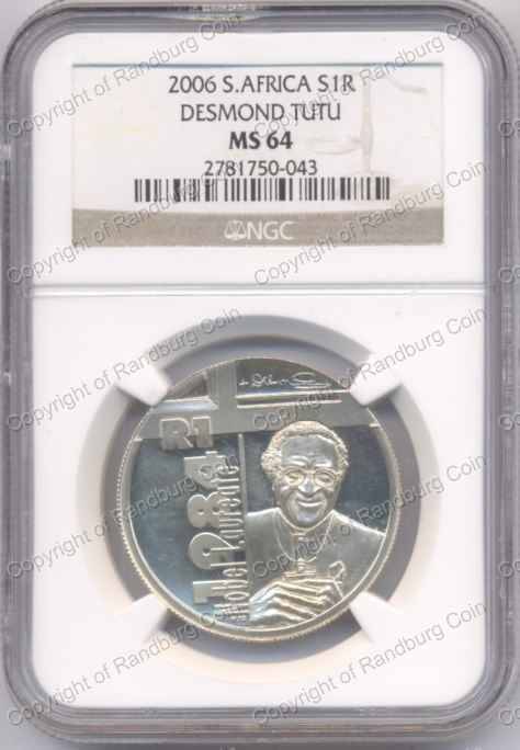 *#* 2006 DESMOND TUTU R1 SILVER NGC SLABBED MS 64 *#*