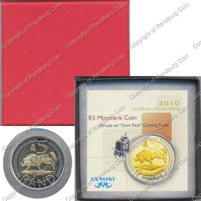 *#* 2010 SA Bi-Metal Unc. R5 Oom Paul Mint Mark! 1563 Minted *#*