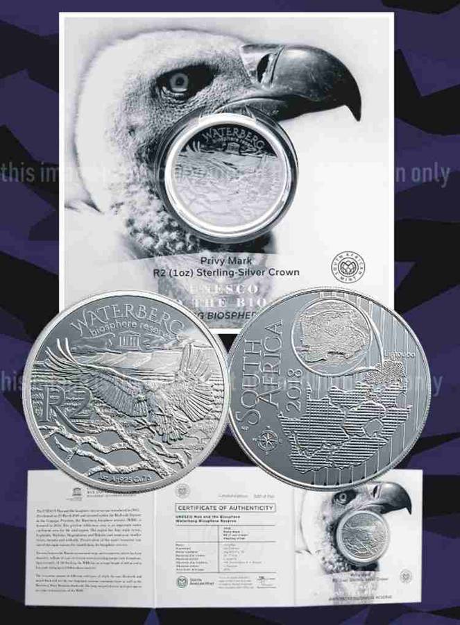*#* 2018 SA Silver R2 Proof Man and the Biosphere - Waterberg - Cape Griffon *#*