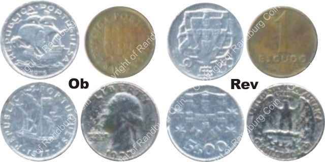 *#* 4 x World Miniature Coin Tokens (3 Portuguese and 1 USA) *#*