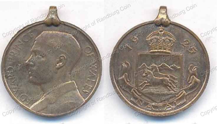 *#* 1925 Visit to Natal South Africa by Edward Prince of Wales - Bronze Based Medallion *#*