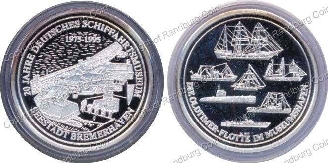 *#* Germany 1995 Pure Silver Medallion - 20yr Anniversary Bremerhaven Maritime Museum *#*
