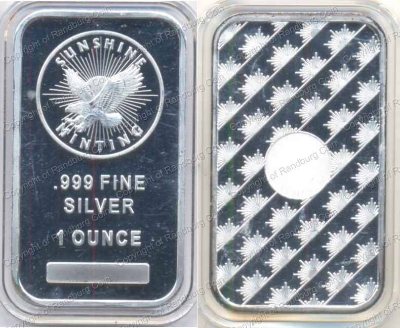 *#* Silver 1 Troy oz Sunshine Minting Bar in a soft plastic holder *#*