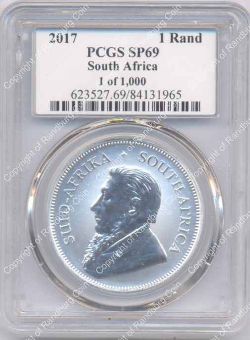*#* 2017 SILVER 1OZ PREMIUM UNC KRUGERRAND PCGS Graded SP69 *#*