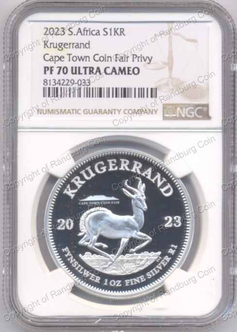 *#* FREE SHIPPING! -2023 Silver 1oz PF70 Krugerrand CPT Coin Fair/Table Mountain MM Box and cert *#*