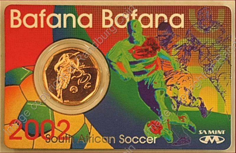 *#*  2002 SA Mint UNC  50c Bafana Bafana South African Soccer in card!! *#*