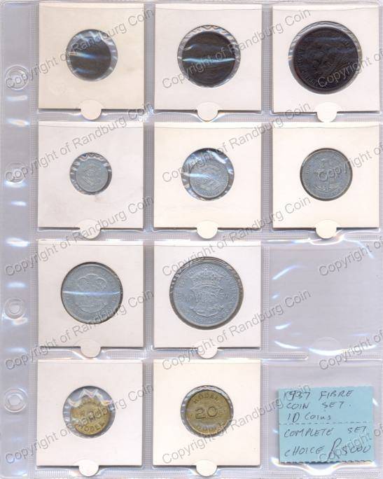 *#* 1937 SA Union Complete Fibre Coins Long Set *#*