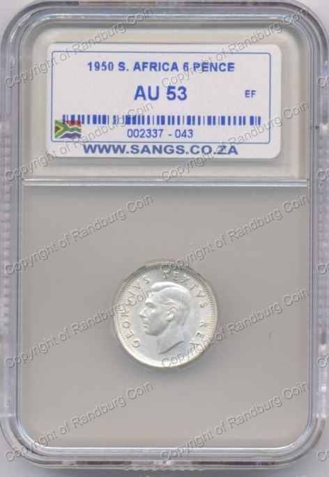 *#* 1950 SIXPENCE SANGS SLABBED AU53 *#*