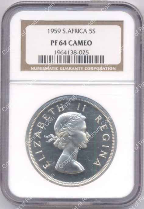 1959 Silver SA Crown NGC Graded PF 64 Cameo